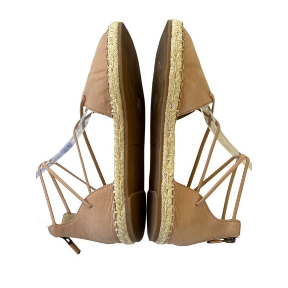 Eileen Fisher Lace Up Leather Espadrilles Rose Pink‎ Zip Heels Size 5.5 Flats - Picture 8 of 10